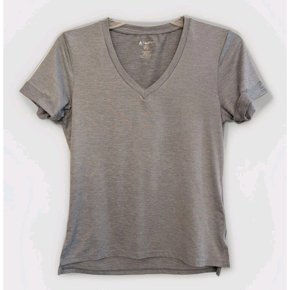 Athletex Athletic Dri Dry Fit Women's T-Shirt V Neck Size Small Gray